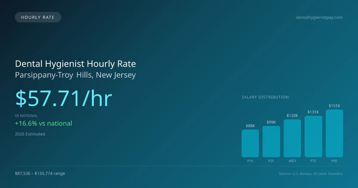 Dental Hygienist Hourly Rate in Parsippany-Troy Hills, NJ — 2026 est., based on 2025 BLS