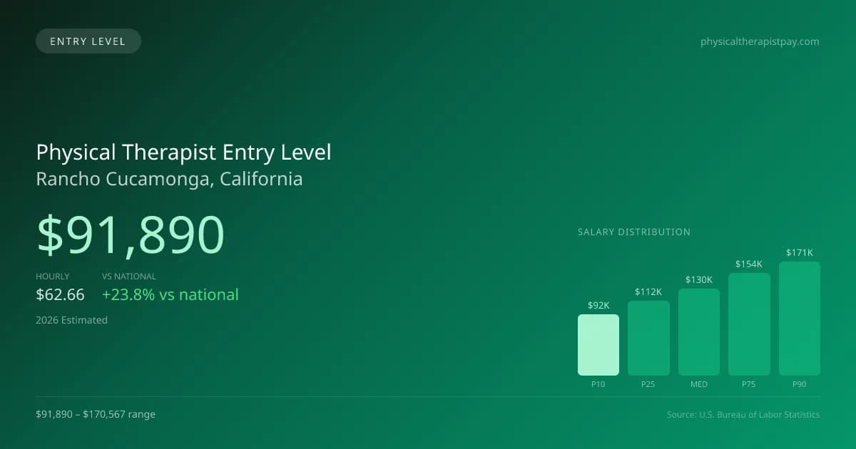 Physical Therapist Entry Level Salary in Rancho Cucamonga, CA — 2026 est., based on 2025 BLS