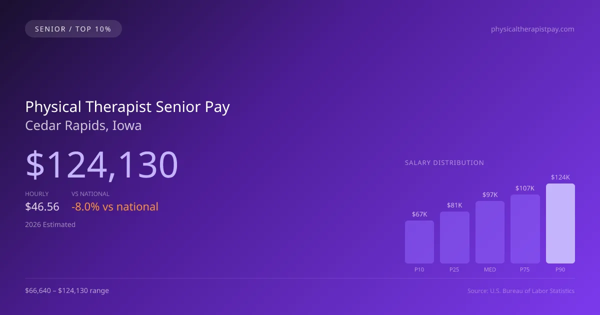 Physical Therapist Senior Salary in Cedar Rapids, IA — 2026 est., based on 2025 BLS